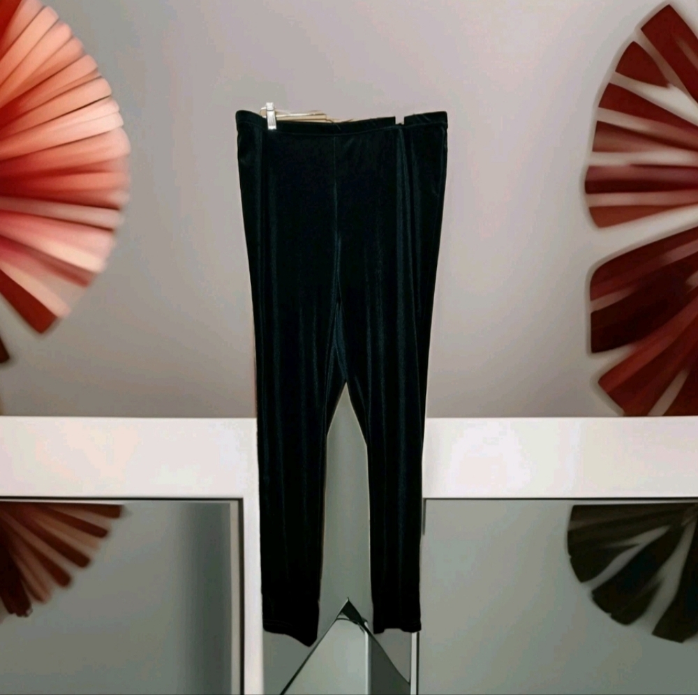 Plus Size Womens Glam Rich Green velvet pants High Stretch Sz 1xl